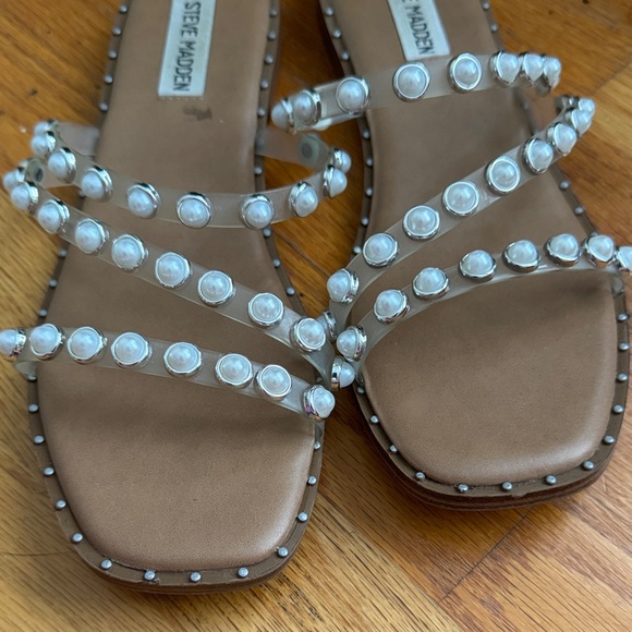 Steve Madden Tan and Silver Studded Sandals - Picture 2 of 3